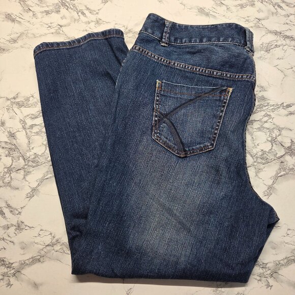 Lane Bryant 18 Petite Medium Wash Denim Blue Simply Straight Leg Jeans - Picture 1 of 10